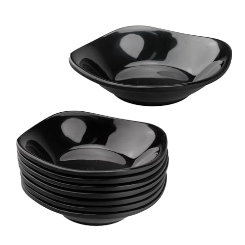 imposyu Juego de 8 Cuencos Aperitivos Mini Cuencos Negros para Salsas de Postre 12,8x3,5cm Tazón de Inmersión, Reutilizables, para Salsas, Aperitivos, Postres, Cereales, Platos