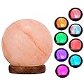 V.C.Formark USB Himalayan Salt Lamp with 8 Colors Changing,Lovely Round Crystal Salt Rock Lamp for Living Room,Home Deco,Office,Yoga,Holiday Gift - Hand Carved,Genuine Wood Base