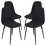 Ryoizen Funda para Silla Comedor Estilo Nórdico Funda de Silla Oficina Elásticas,Cubierta Universal sin Brazos para Cocina Restaurante Hotel Hogar(A-Negro 4 Pieces)