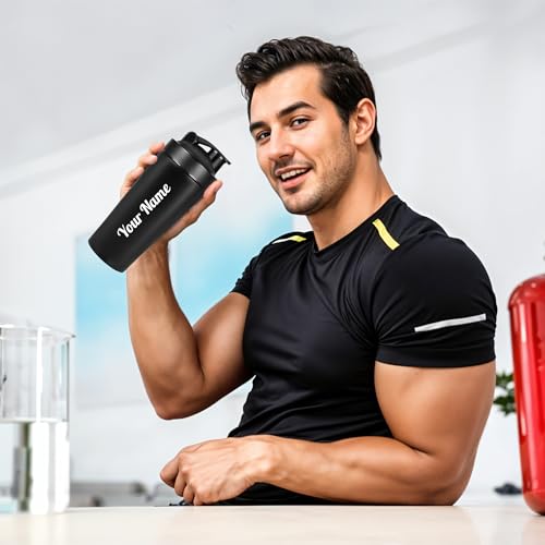 Image of CORPORATE PORIUM Customised Stainless Steel Protein Shaker Bottle with Blender Mixer Ball Leak Proof Gym Shaker for Protein, Diwali Item BPA-Free Travel Steel Shaker for Gym 750ml