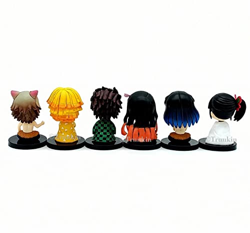 Image of Trunkin Demon Slayer Set of 6 Sitting Chibi Action Figure Set Action Figurine Nezuko Tanjiro Inosuke Zenitsu Kanae Kocho Kimetsu No Yaiba