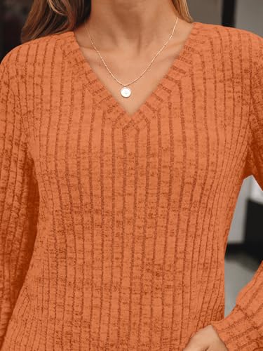 Image of AUTOMET Womens V Neck Long Sleeve Shirts Fall Tops 2026 Lightweight Sweater