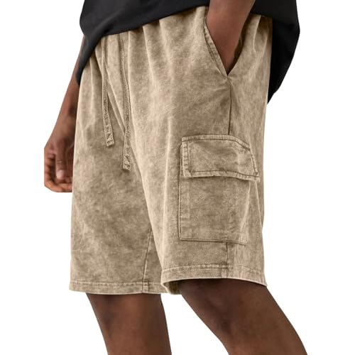 Short de sport cargo pour homme avec taille élastique et poches multiples