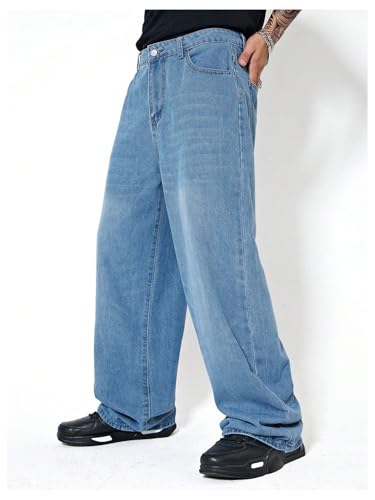 Verdusa Men's Casual Loose Jeans Baggy Straight Leg Denim Pants Long Trousers4