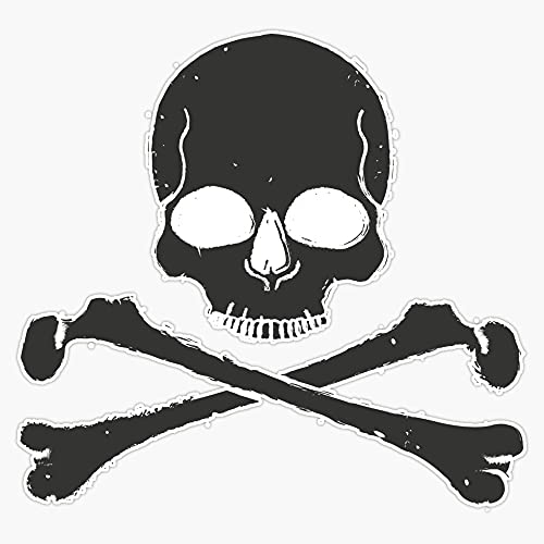 HOF Trading Skull and Crossbones Jolly Roger Vinyl Sticker Waterproof Decal Laptop Wall Window Bumper Sticker 5"