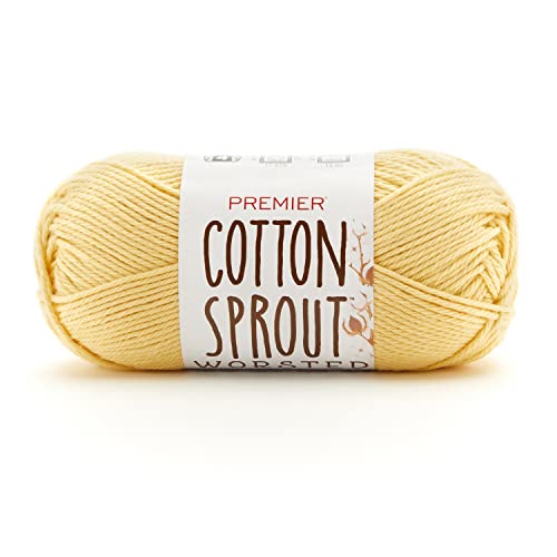 Hilo amarillo Premier Cotton Sprout Worsted para tejer sin alergias 2