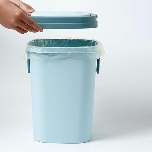 Miniatura 5 de Papelera de baño con tapa de prensa, 8 contenedores de basura para sala de estar, cocina, baño, oficina, color azul cielo