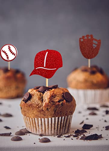 Vibeascomfotaler A-016 36Pcs Baseball Cupcake Toppers Glitter ,Baseball Party Supplies Dessert Muffin Cake Decorations thumb #3