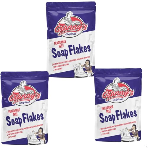3x Pack Grannys Soap Flakes | Natural Laundry Detergent | Original Fragrance-Free Hypoallergenic Vegan-Friendly | No Allergens No Bleach | All Temperature Washing