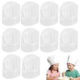 ZZHBOO 10 Cappelli da Cuoco Disposable in TNT, Cuffia da Chef Senza Cuciture, per Bambini e Adulti, Ideale per Cucina Professionale, Cottura, Pasticceria, Casa, Bianco, Confezione da 10 Pezzi