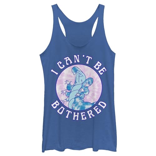 Disney Womens Alice in Wonderland Caterpillar Can't Be Bothered Juniors Tri Blend Tank T-Shirt, Royal Blue Heather, Medium US
