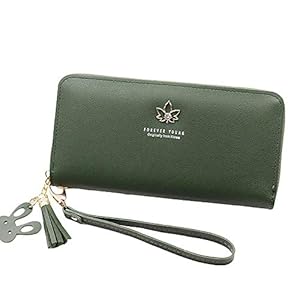 Nieuwe manier vrouwelijke grote capaciteit portefeuilles, vrouwen lederen bescherming kaarthouder portemonnee bladeren kleine portemonnee ritssluiting portemonnee, groen