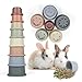SKYWHALE Stacking Cups for Rabbits, 8PCS Stackable Bunny Toys, Plastic Pet Nesting Snack Cup, Chinchilla, Guinea Pig and Parrot Enrichment Toys for Hiding Food and Playing