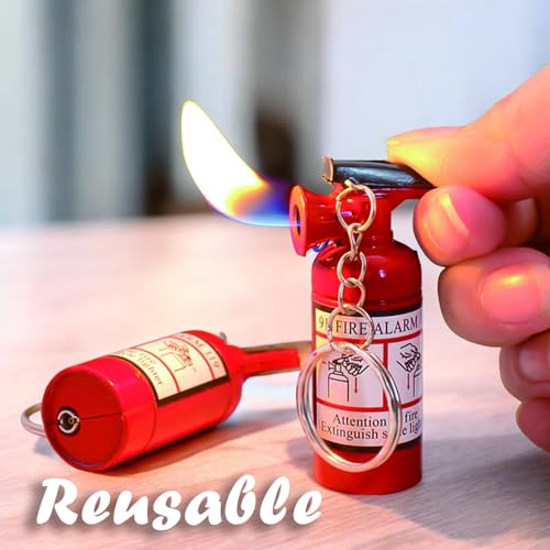 Encendedor con forma de extintor rojo recargable miniatura 3