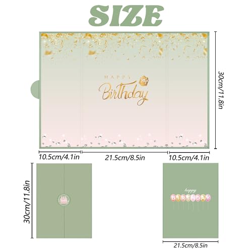 Image of Crenics Green and Pink Birthday Decorations for Women, Creative Birthday Guest Sign in Book Alternative, Happy Birthday Signature Book 18 inch x 12 inch, Awesome Birthday Gifts for Girls