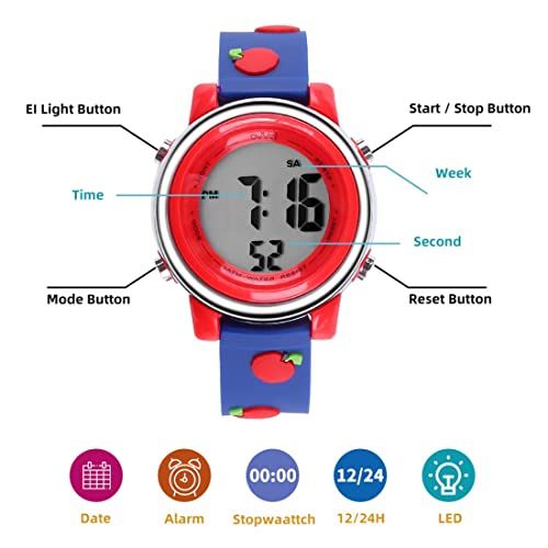 Girls Watch – Pretty and Cute Kids Cartoon Digital Wristwatch with Teaching Display Time Teacher4