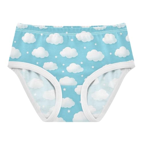 Joisal Toddlers Underwear Floral 2t Cotton Little Girl Panties Pattern Briefs Underpants Cute White Clouds Light Blue