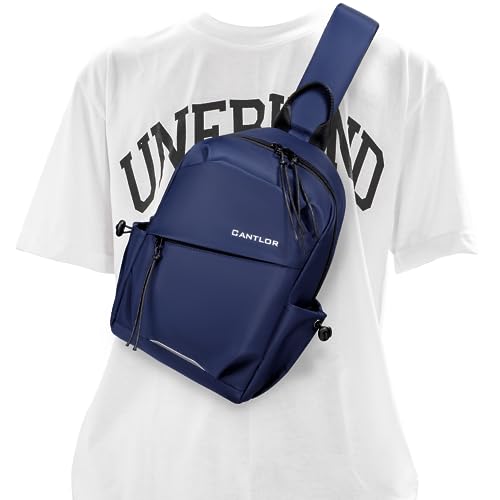 CANTLOR Men Small Sling Bag Crossbody Backpack Travel Daypacks Chest Pack Lightweight Outdoor Shoulder Bag One Strap (991801-M-D blue)