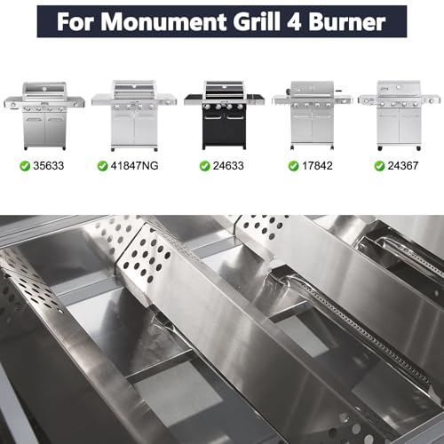 Image of Hiorucet Grill Parts for Monument Grill 4 Burner 35633, 41847NG, 24633, 17842, 24367, Stainless Steel D010012307 Flame Tamers, A0212926 Burners and Igniters for Monument Grill Replacement Parts.