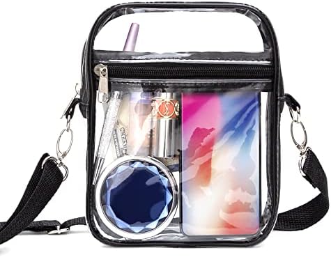Aldervine Clear Crossbody Purse with Zipper, Stadium Approved Transparent Bag with Strap for Concerts, Sports Fan
