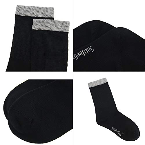Softfeeling Womens Ankle Socks Seamless Bamboo Socks Casual Dress Socks Soft Hiking Socks Non-Binding Diabetic Socks Long Athletic Cycling Socks Circulatory Crew Socks For Men 3 Black & 3 Grey 9-13 #TOP3