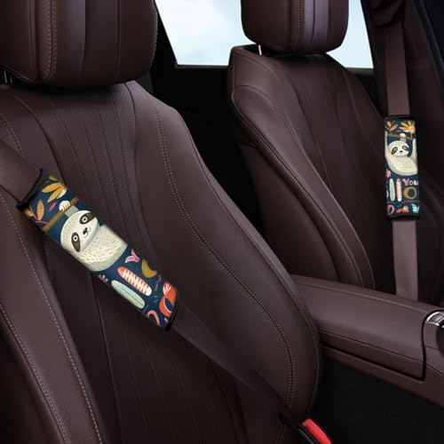 Image of AFPANQZ 2pcs Funny Sloth Seat Belt Pads Covers Universal Fit for Truck Vans Sedans SUVs Safety Seatbelt Pad Cushion Comfortable Driving Car Seats Accessories Black One Pair