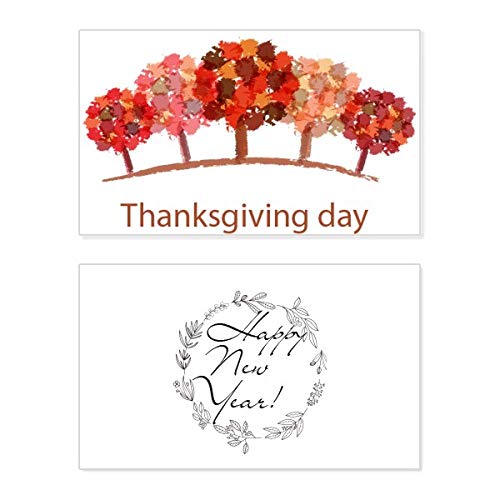 Carte de nouvel an arbre rouge au design artistique pour table de Thanksgiving