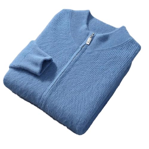 Cárdigan grueso con cuello alto para hombre chaqueta de punto informal con cremallera