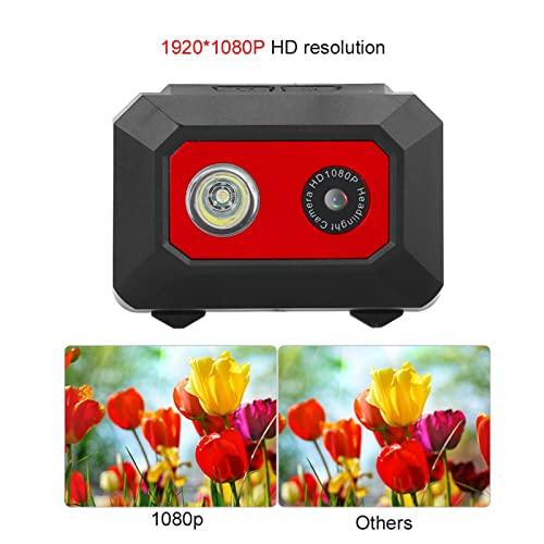 Super HD 1080P DV-Sportkamera, Am Kopf Montierter Action-Video-Camcorder mit DVR-Recorder-Kopfkamera für Fotografische Outdoor-Aufnahmen zu Hause und auf Reisen (Schwarz Rot)