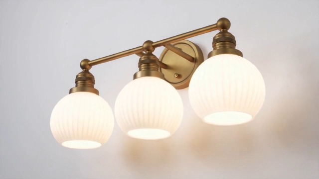Image of 3-Lights Bathroom Light Fixtures, Vintage Milk White Glass | Hardwired Gold Wall Mounted Lamp for Bathroom Mirror to Elevate Decor & Refresh Older Home's Look,DIY-friendly,UL,E26
