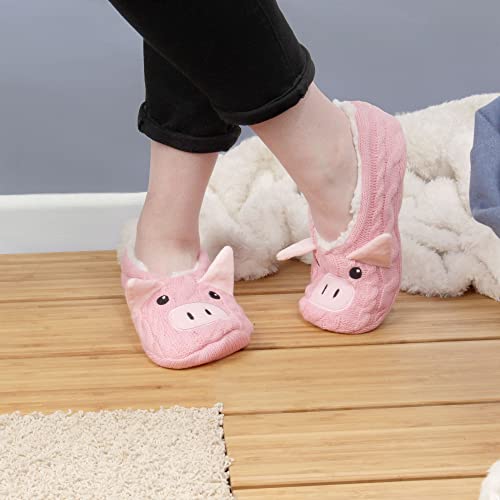 Image of BambooMN Adult Women Super Soft Warm Cozy Fancy Yarn Slippers Non-Slip Lined Socks, Indoor Comfy House Slippers, 3 Pairs