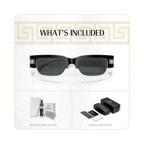 Versace VE4465 Rectangular Sunglasses for Men +BUNDLE with ACCESSORY EYEWEAR KIT2