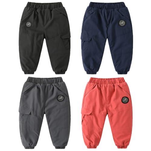 Big Boys' Winter Warm Pants Lined, Thick Cotton Jogger Pull-On Cargo School Casual Pants 2-10T, Boys Winter Pants4