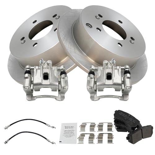 Image of TRQ Rear Brake Pad & Rotor Kit Semi-Metallic Compatible with 2010-2015 Hyundai Tucson 2011-2016 Kia Sportage