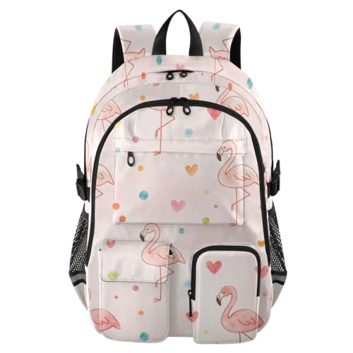 Mochila de viaje para laptop de 17.5 pulgadas con diseño de flamenco rosa y gran capacidad