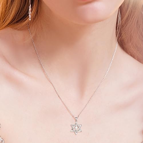 Jewish Messianic Necklace for Women and Men, Silver / 18K Gold Plated Small Star of David and Cross Pendant Jewelry, Chain Length 18" with Extension Chain 2"4