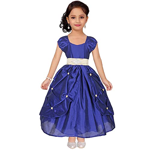 Image of Ripening Baby Girls' Poly Satin Puffed Cap Sleeves and A Square Neckline Gown