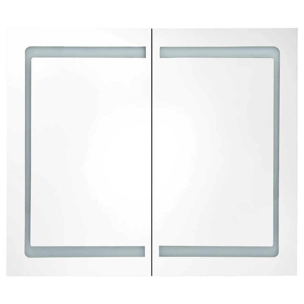vidaXL Armario de Baño con Espejo LED Aseo Inodoro Muebles Mobiliario Tocador Botiquín Almacenamiento Estante Decoración Negro Brillante 80x12x68 cm