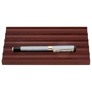 MAYJOYDIY Wooden Pencil Holder Tray Walnut Desk Pen Holder with 5 Grids Office Desk Pencil Organizer Writing Instrument Rest Suitable for School, Home, Office, Desktop Art Accessories