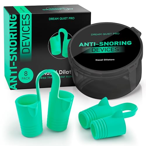 Anti Snoring Devices – Nasal Dilators - Nose Clips for Snore Relief & Better Sleep – Comfortable Silicone Snore Stopper – Anti Snoring Nose Vents – 8 Pack + Travel Case