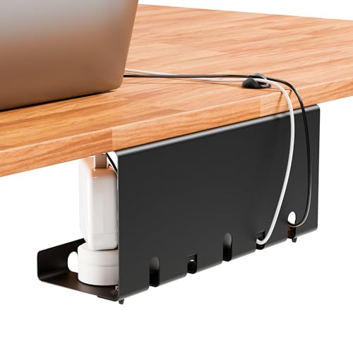 VALU goulotte Passe câbles de Bureau Facile à Installer + Clips de câbles & Serre-câbles – Organisateur de Bureau x Bureau et Home Office – Gestion câbles de Bureau