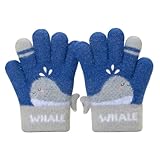 [QINTIAN] キッズ手袋 ベビー 赤ちゃん ミトン グローブ 3-5歳 子供 あったか手袋 児童 全指 おしゃれ 可愛い 冬物 防寒 保温 通園 男女兼用 (ダークブルー)