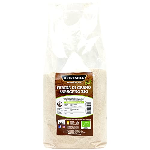 Oltresole, Farina Italiana di Grano Saraceno Biologica 1 Kg, Farina Ricca di Fibre e Proteine Senza Glutine, Ideale per Celiaci, Pane, Dolci e Pasta Fatta in Casa