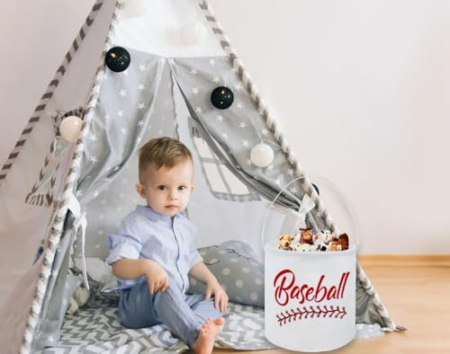 Image of Baseball Kids Storage Basket Baby Gift Basket Rectangular Cute Toy Storage Bin Box Organizer Book Shelf Basket Dinosaur Room Decor