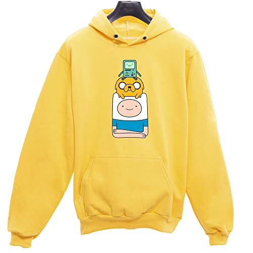 Moletom Canguru Unissex Personagens Hora De Aventura (M, Amarelo)