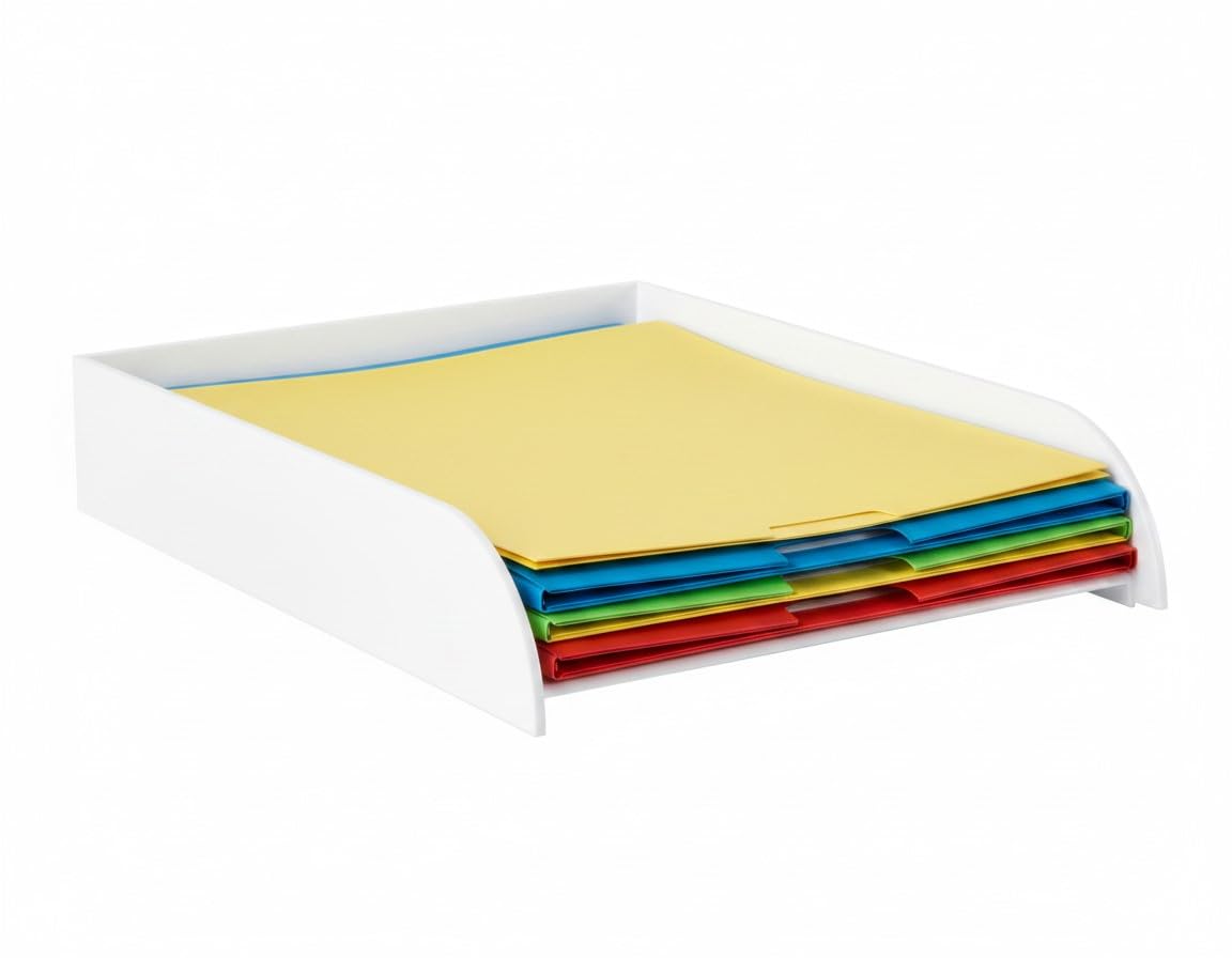 OSCO White Plastic Stacking Letter Tray, A4 Foolscap Document File Organiser, Stackable Desk Paper Tray for Home Office, Business Filing & Letter Sorting