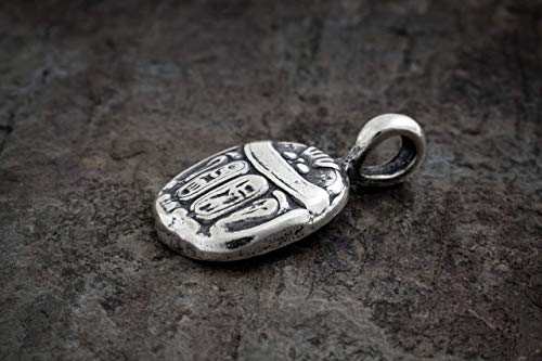 Sterling Silver Egyptian Scarab Amulet Pendant- Small, Double Sided - (Pendant Only Or Necklace) - Handmade, Solid .925 #TOP2