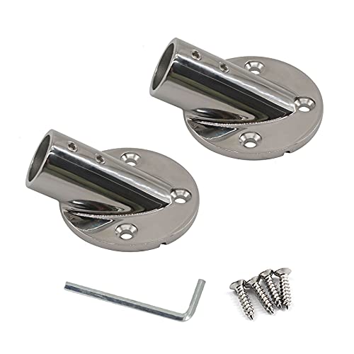 Zerniple Boat Railing Fittings Deck Hardware 316 Stainless Steel 30 Degree Tube Base Rod Flange Holder (pack of 2)