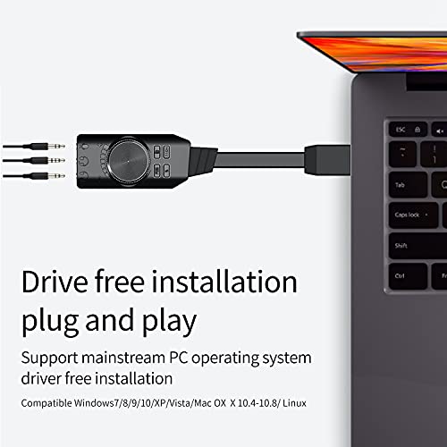 Image of USB External Sound Card || USB to 3.5 mm Audio Adapter || External Sound Card with Headphone Jack Compatible with Windows, Mac, mac OS, Linux, PS4, Plug and Play