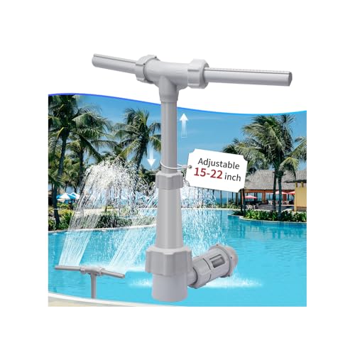 CECEFIN Swimming Pool Fountains Waterfall - for Above Ground/Inground Pool, Dual Spray Sprinkler, Telescopic Tube Adjustable 15-22", Outdoor Pool Accessories, Cooler & Relaxation, Water Fun on Summer